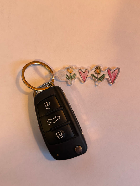 Flowers & Hearts Keychain